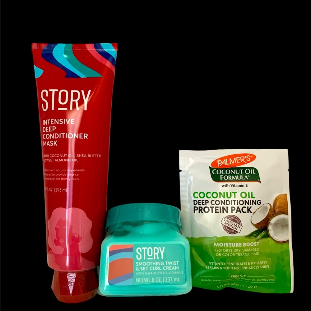 Hair products bundle: deep conditioner mask, curl cream, deep conditioning pack